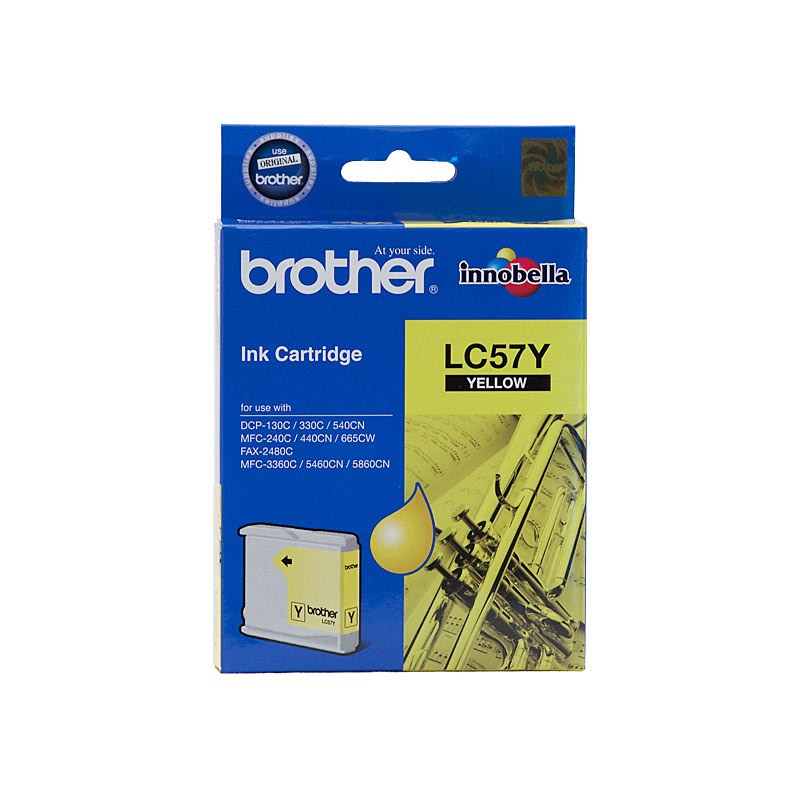 V177-D-B57Y_uc__73673_1 Brother LC-57Y Yellow Ink FAX-2480C, DCP-130C/330C/540CN/350C, MFC-240C/440CN/3360C/5460CN/5860CN/665CW/465CN/685CW/885CW- up to 400 pages - Image 1
