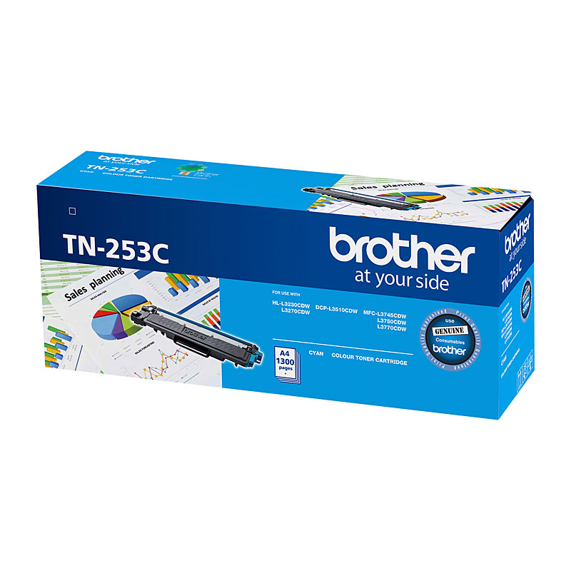 V177-D-BN253C_uc__93740_1 Brother TN-253C Cyan Toner Cartridge to Suit - HL-3230CDW/3270CDW/DCP-L3015CDW/MFC-L3745CDW/L3750CDW/L3770CDW 1,300 Pages - Image 1