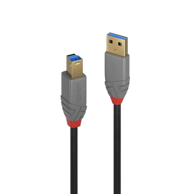 V177-D-LIN36743-uc__14514-00 LINDY 3m USB3 A-B Cable Anthra Line - Image 1