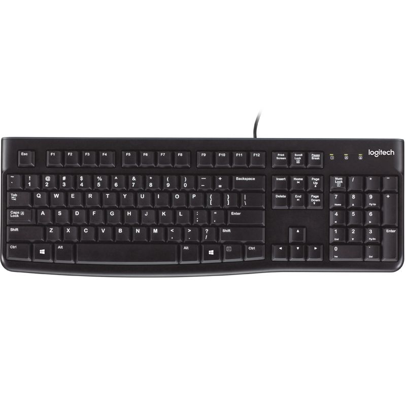 V177-D-LOGK120_uc__04483_1 LOGITECH K120 Keyboard Quiet typing Spill-resistant Durable keys Thin profile Curved space bar Adjustable tilt legs - Image 1