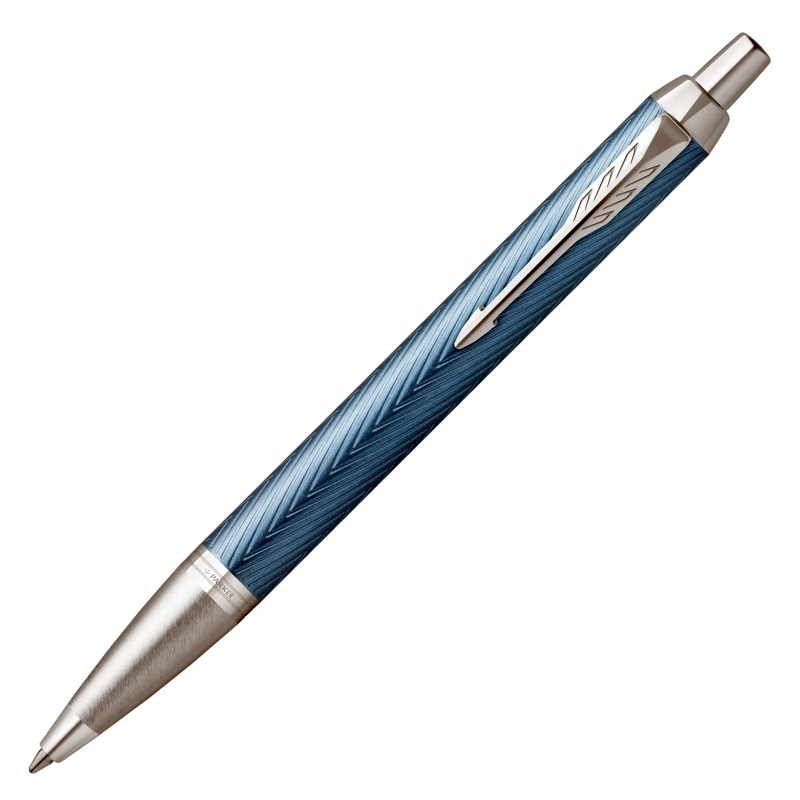 V177-D-PAR2143645_PAR2143645__41830_1 PARKER IM Premium Ballpoint Pen - Blue Grey with Chrome Trim - Image 1