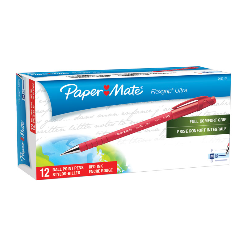 V177-D-PM9620131_uc__83304_1 PAPER MATE Flex Grip Ball Pen 1.0mm Red Box of 12 - Image 1