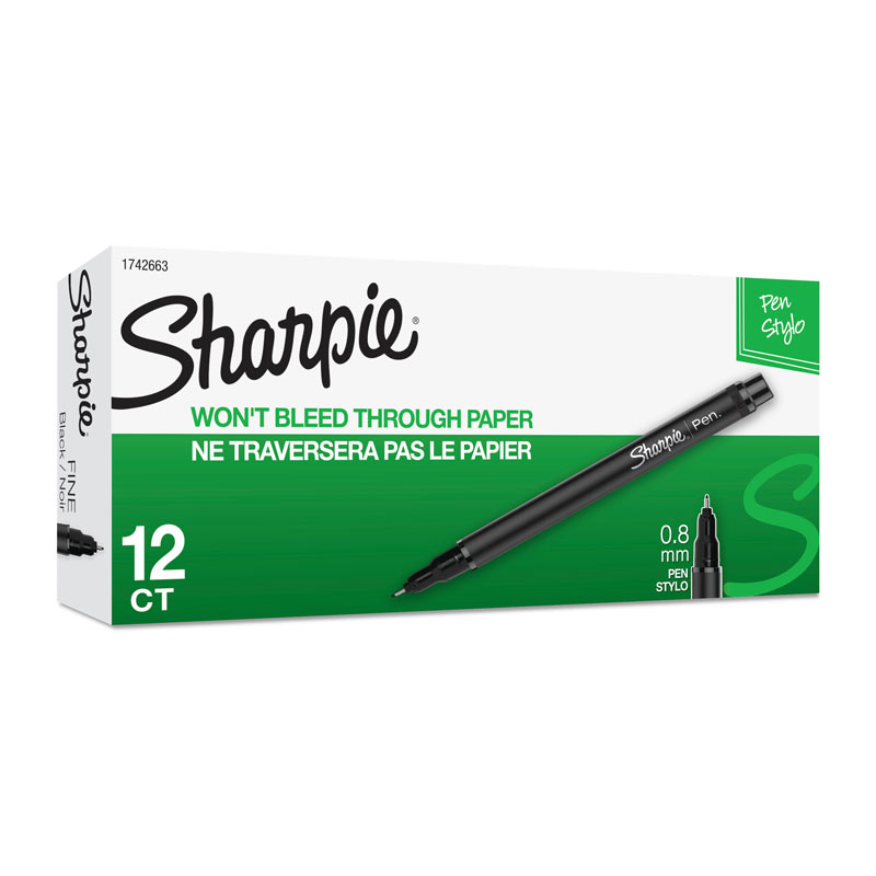 V177-D-SH1742663-34187-00 SHARPIE Fineliner Pen Black Box of 12 - Image 1