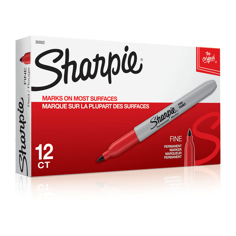 V177-D-SH30002-34162-00 SHARPIE Fine Point Permanent Marker Red Box of 12 - Image 1
