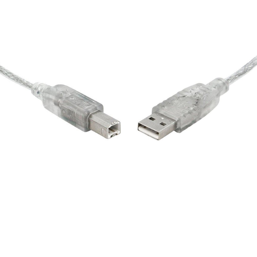 V177-L-CB8W-UC-2003AB-CB8W-UC-2003AB__04408-00 8WARE USB 2.0 Cable 3m A to B Transparent Metal Sheath UL Approved - Image 1
