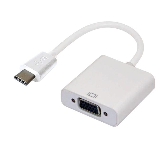 V177-L-CBAT-CMVGA-MF_CBAT-CMVGA-MF__06440_1 ASTROTEK Thunderbolt USB 3.1 Type C USB-C to VGA Adapter Converter Male to Female for Apple Macbook Chromebook Pixel White - Image 1