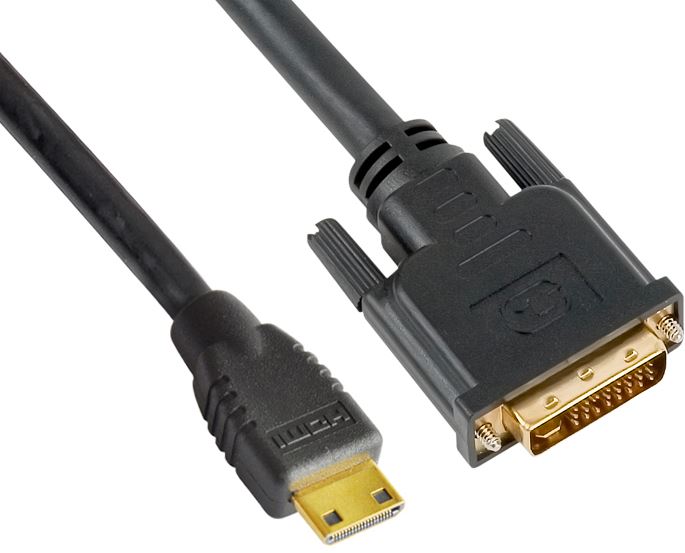 V177-L-CBAT-MINIHDMIDVI-0.6_CBAT-MINIHDMIDVI-0.6__38240_1 ASTROTEK Mini HDMI to DVI Cable 60cm - 19 pins Male to 24+1 pins Male 30AWG OD6.0mm Gold Plated Black PVC Jacket RoHS LS CBAT-MINIHDMIDVI-1.4 - Image 1