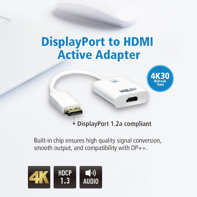 V177-L-KVA-VC-986-KVA-VC-986__79678-00 ATEN VanCryst DP(M) to HDMI(F) Active 4K2K Adapter - Image 1