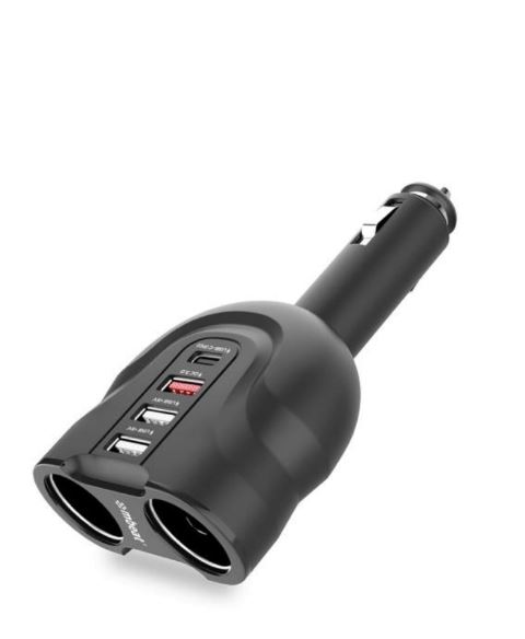 V177-L-MPMB-MB-CHGR-C38-MPMB-MB-CHGR-C38__81617-00 mbeat Gorilla Power Four Port USB-C PD & QC3.0 Car Charger with Cigar Lighter Splitter - Image 1