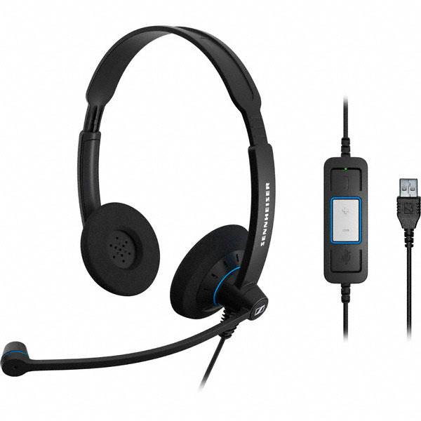 V177-L-SPS-SC60USBCTRL-SPS-SC60USBCTRL__23710-00 SENNHEISER SC60 Binaural Wideband Office headset, integrated call control, USB connect, Activegard protection, large ear pad, noise cancel mic, 2 yr - Image 1