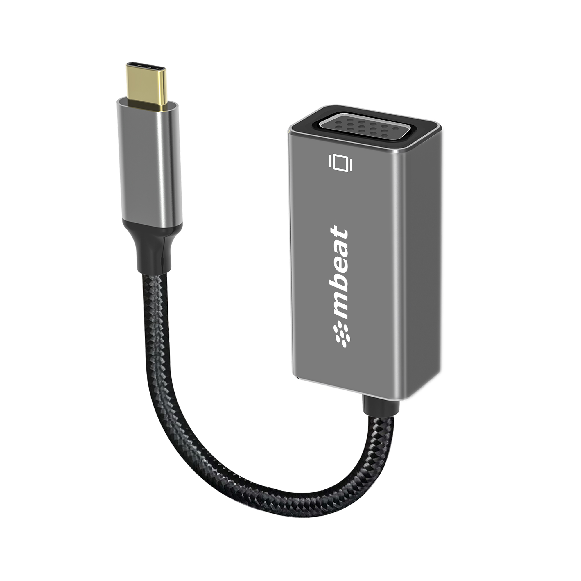 V177-L-USMB-XAD-CVGA-USMB-XAD-CVGA__02275-00 MBEAT Elite USB-C to VGA Adapter - Coverts USB-C to VGA Female Port, Supports up to1920×1080@60Hz - Space Grey - Image 1
