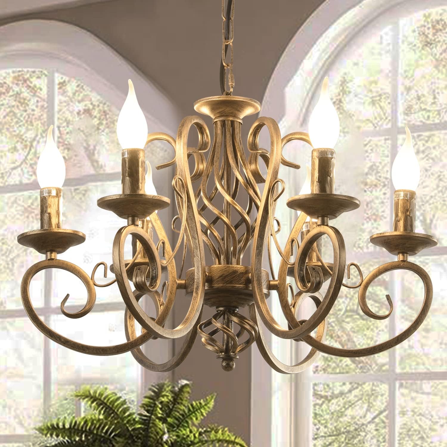 V178-20881-139785-00 French Country Chandelier, 6 Lights, Rustic - Image 1