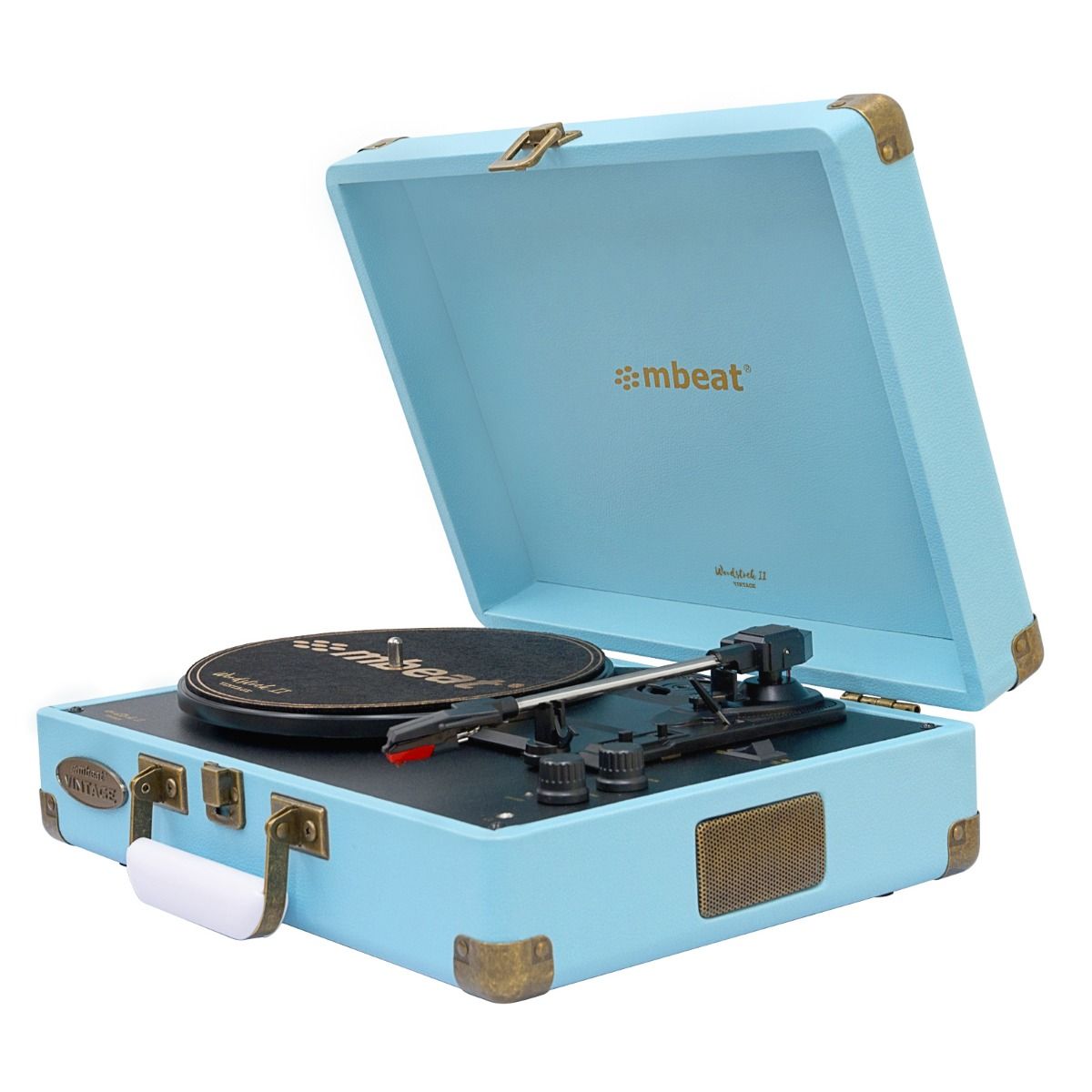 V186-MB-TR96BLU_mb-tr96blu_1_1 mbeat Woodstock II Sky Blue Retro Bluetooth (TX/RX) Turntable - Image 1