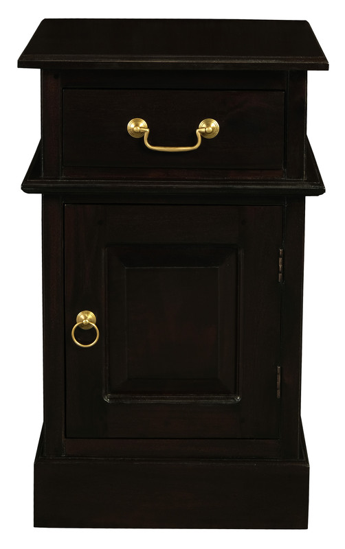 V199-BS101PNRC-150532-00 Tasmania 1 Solid Door 1 Drawer Bedside (Chocolate) - Image 1