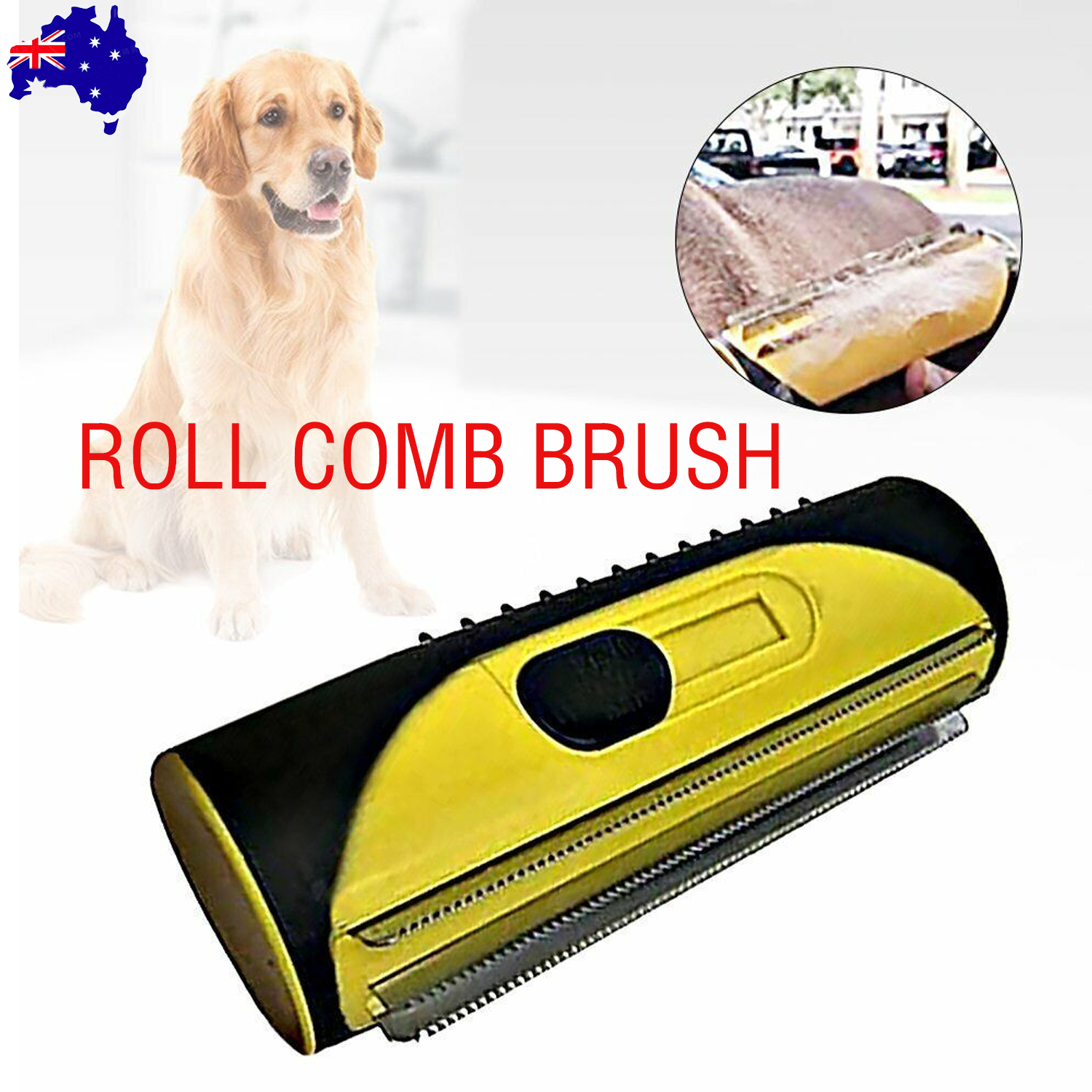 V201-W12515181-202503252031-00 Pet Dog Cat Hair Fur Deshedding Shedding Trimmer Grooming Roll Comb Brush yellow - Image 1