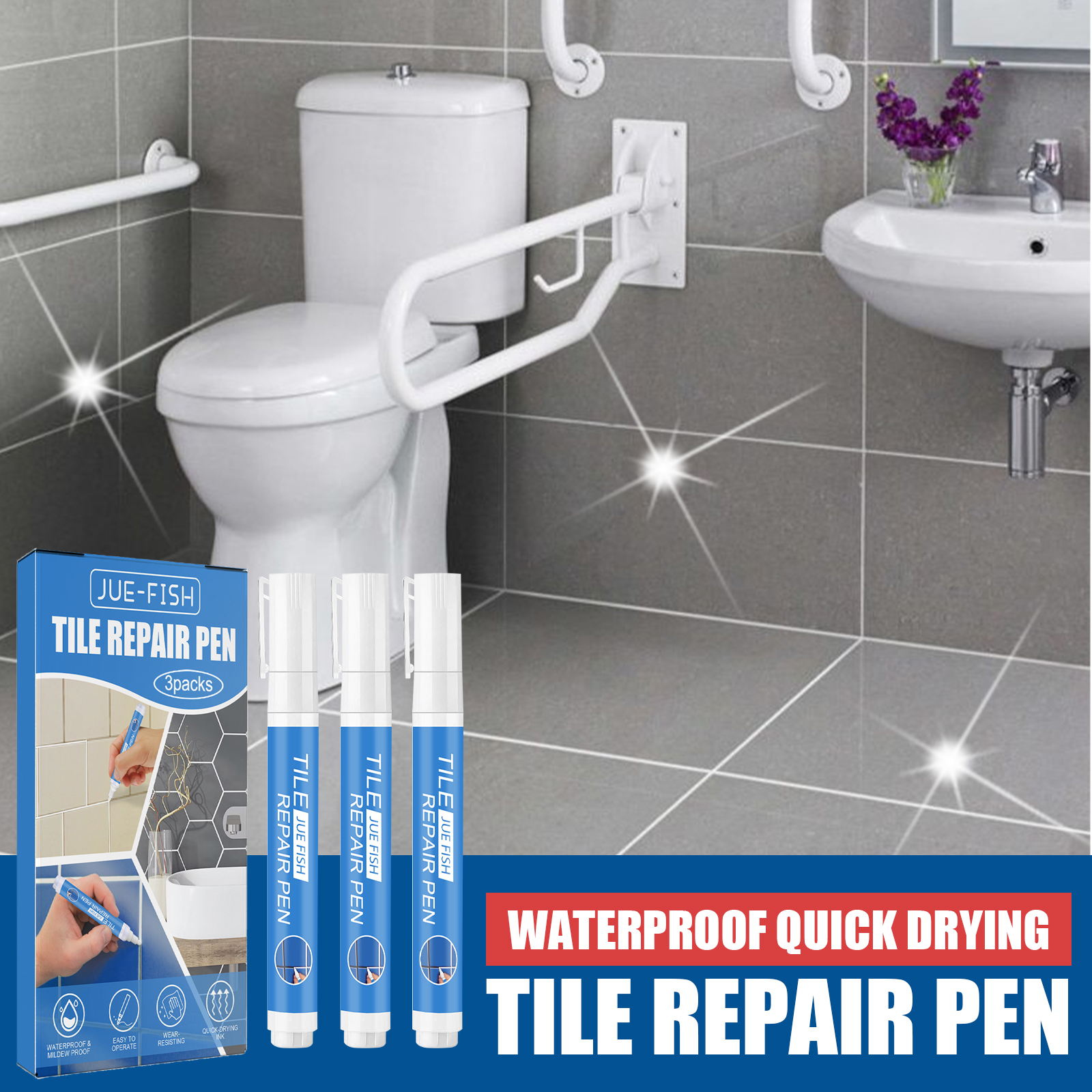 V201-W13174391-202504281631-00 Jue Fish Tile Repair Pen Waterproof Mildew Resistant Tile Repair Pen For Bathroom Floor Crevices - Image 1