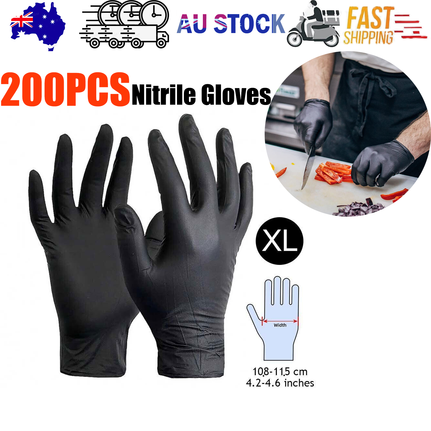 V201-W13272343-202505071530-00 6g Flexible Disposable Nitrile Gloves For Mechanic Work Food Prepa 200pcs XL - Image 1