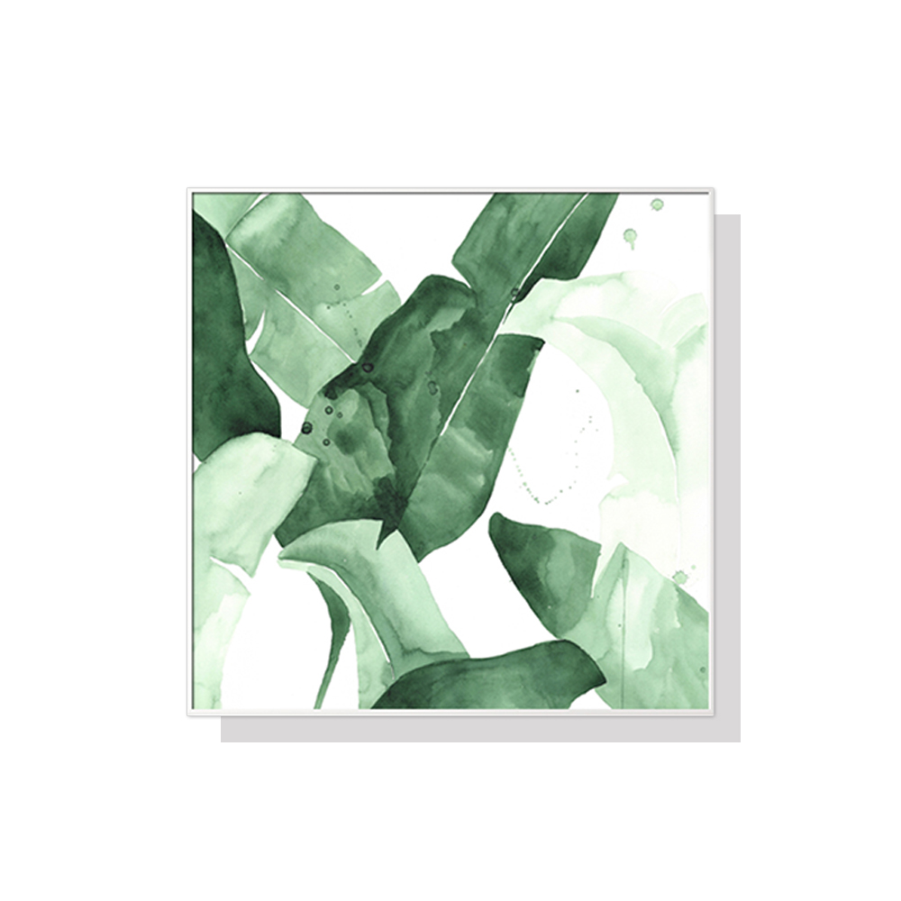 V207-1069_Tropical-Leaves-Square-Size_1 Wall Art 70cmx70cm Tropical Leaves Square Size White Frame Canvas - Image 1