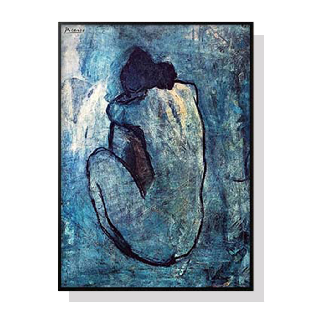 V207-1070_Blue-Nude-by-Pablo-Picasso_1 Wall Art 50cmx70cm Blue Nude by Pablo Picasso Black Frame Canvas - Image 1