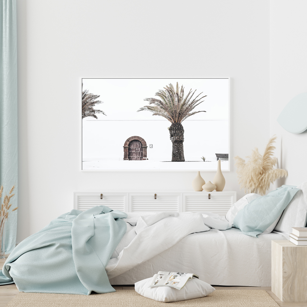 Wall Art 70cmx100cm European Palm Tree White Frame Canvas - Image 3