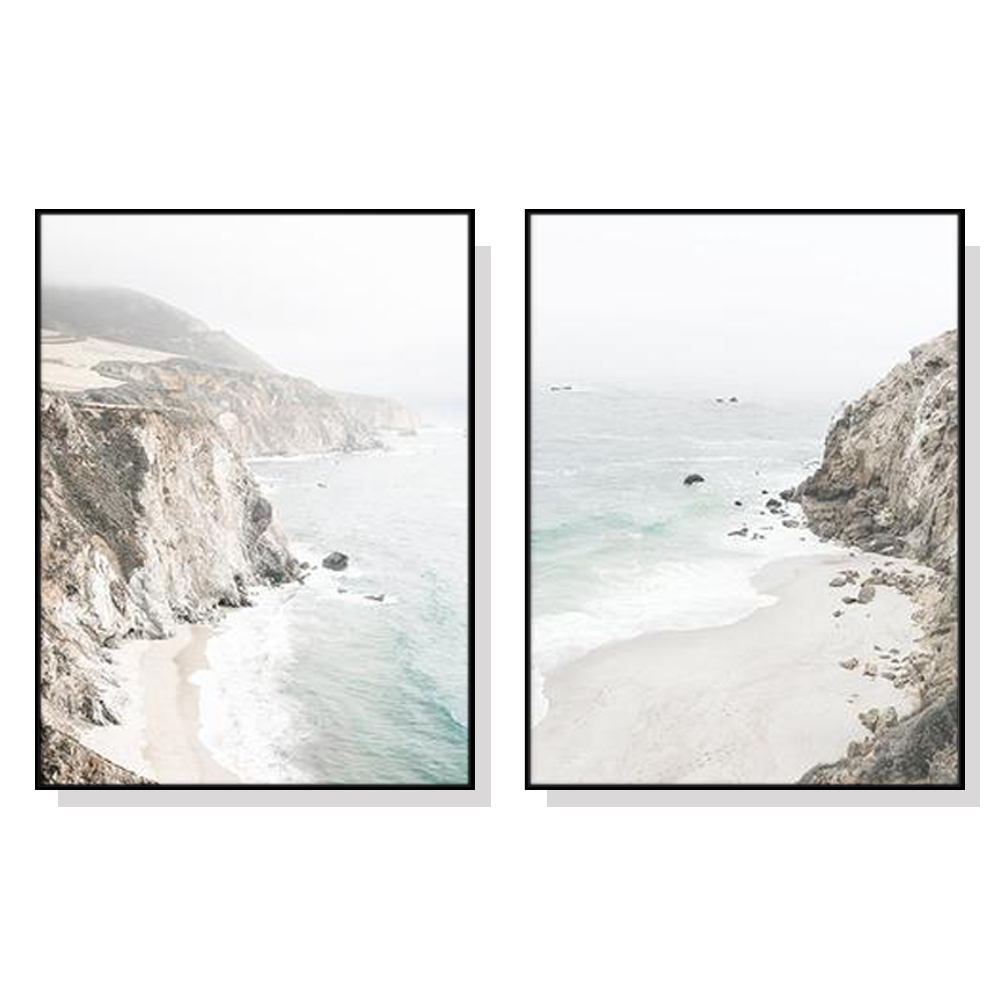 V207-1106_Mountain-Beach-2-sets-black-1_1 Wall Art 40cmx60cm Mountain Beach 2 Sets Black Frame Canvas - Image 1