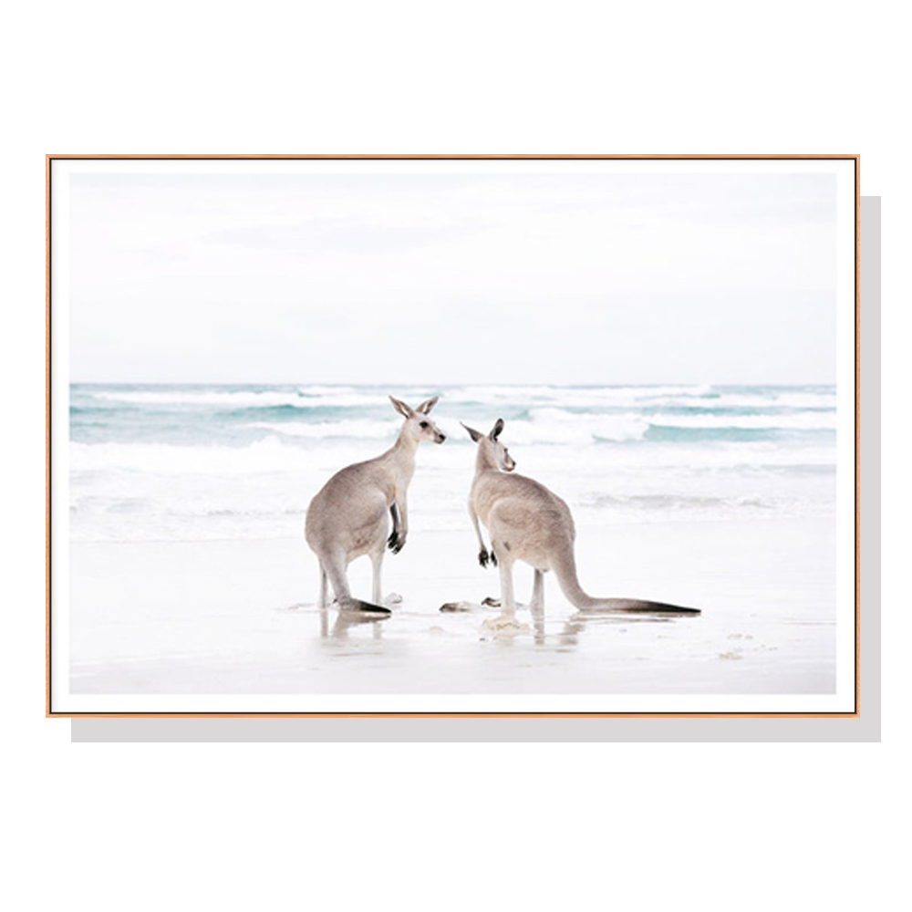 V207-1118_Kangaroo-wood-_1 Wall Art 50cmx70cm Kangaroo Wood Frame Canvas - Image 1