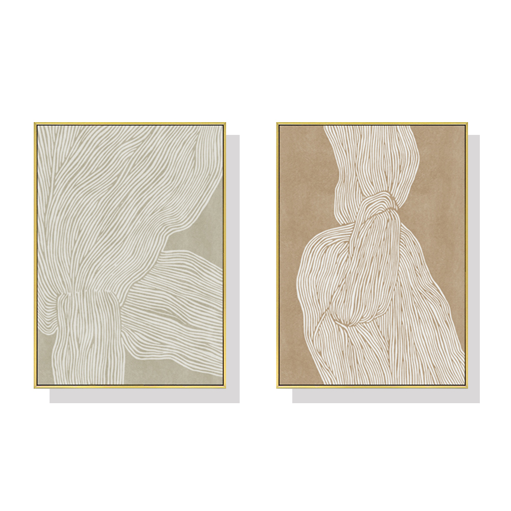V207-1151_Abstract-Line-2-sets_1 Wall Art 40cmx60cm Abstract Line 2 Sets Gold Frame Canvas - Image 1
