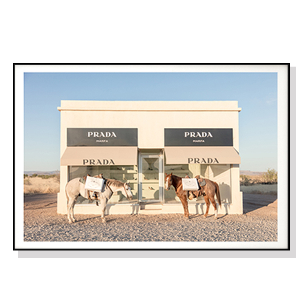 V207-1181_Horses-Prada-black_1 Wall Art 50cmx70cm Horses Fashion Black Frame Canvas - Image 1
