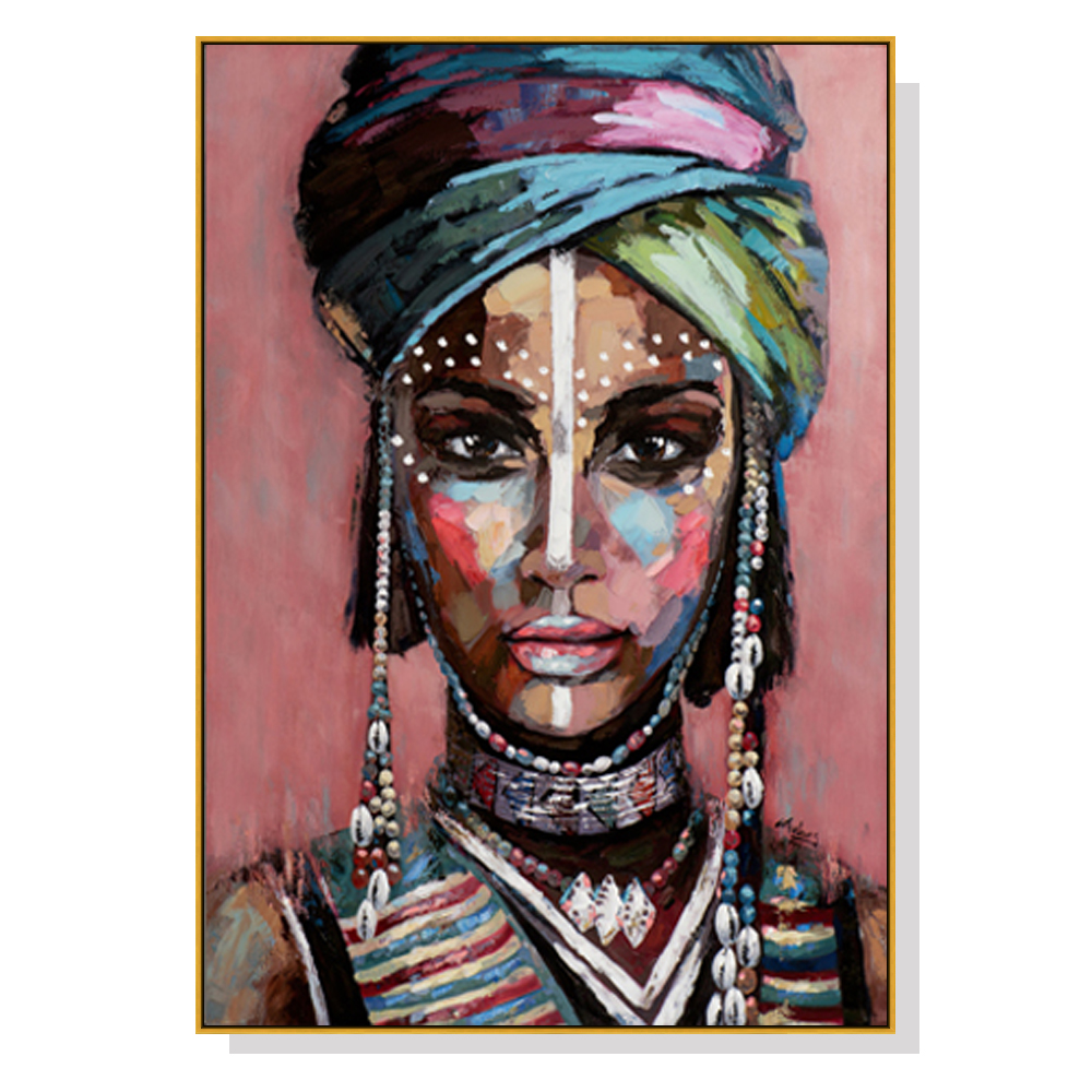V207-1241-2-146370-00 Wall Art 90cmx135cm African woman II Gold Frame Canvas - Image 1