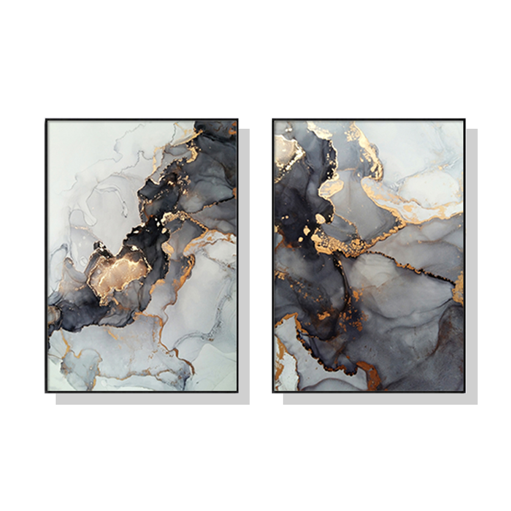 V207-1322-64820-00 Wall Art 50cmx70cm Black Splash 2 Sets Black Frame Canvas - Image 1