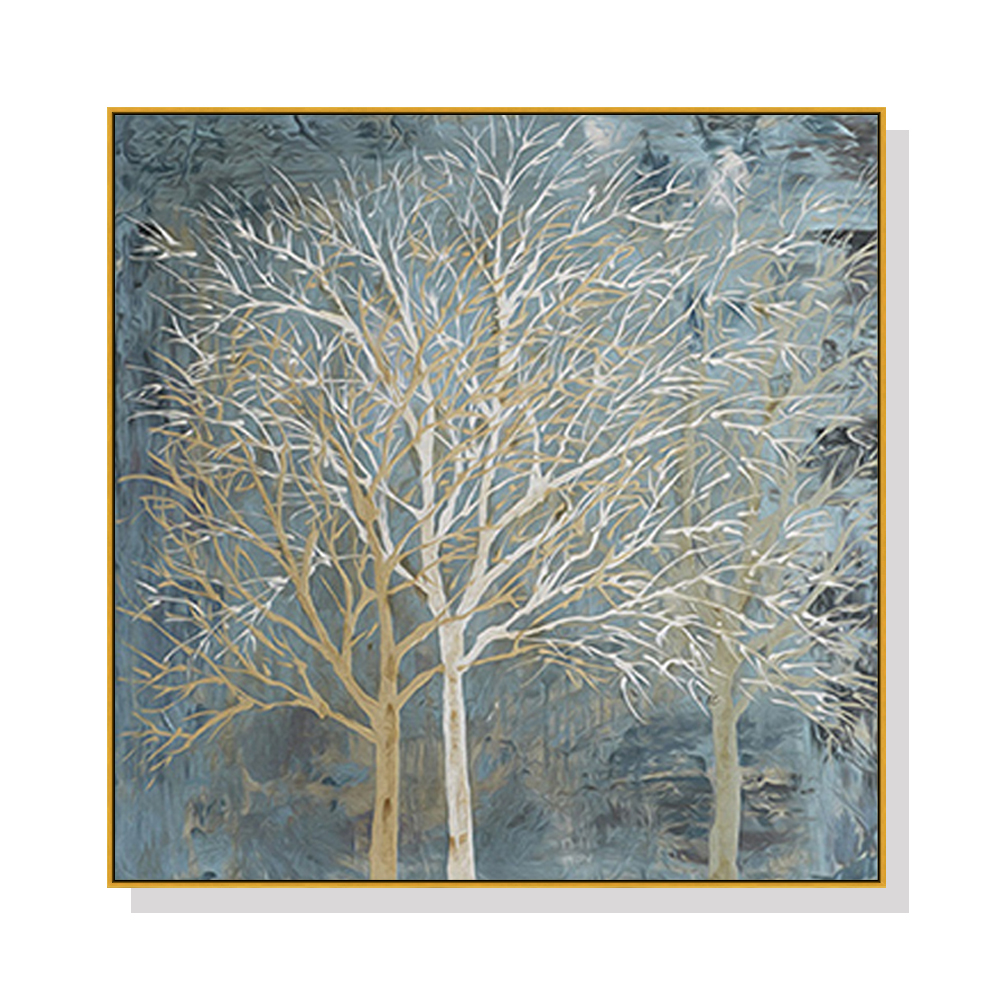 V207-1357-1-145975-00 Wall Art 40cmx40cm Forest In The Twilight Trees Gold Frame Canvas - Image 1
