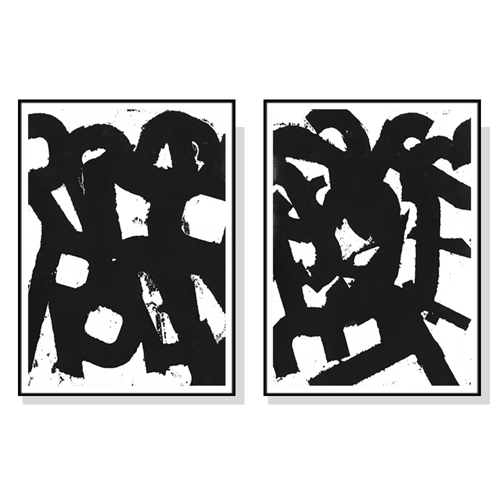 V207-1374-3-146005-00 Wall Art 90cmx135cm Rock N Roll 2 Sets Black Frame Canvas - Image 1