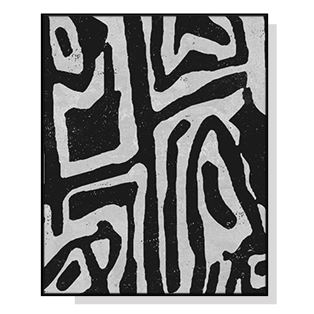 V207-1469-66231-00 Wall Art 60cmx90cm Abstract Black Artwork Black Frame Canvas - Image 1