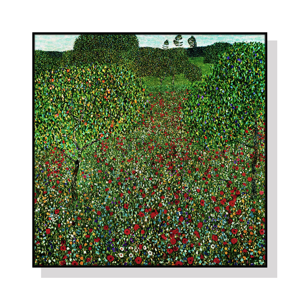 V207-1491-2-146338-00 Wall Art 90cmx90cm Italian garden by Gustav Klimt Black Frame Canvas - Image 1