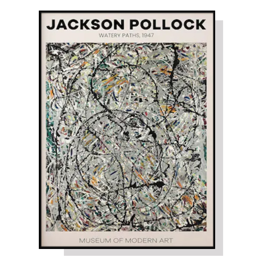 V207-1536-3-146326-00 Wall Art 100cmx150cm Jackson Pollock Exhibition III Black Frame Canvas - Image 1