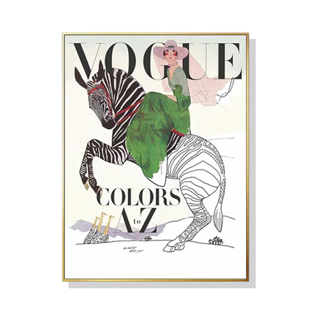 V207-1540-1-146328-00 Wall Art 40cmx60cm Vogue Lady Gold Frame Canvas - Image 1