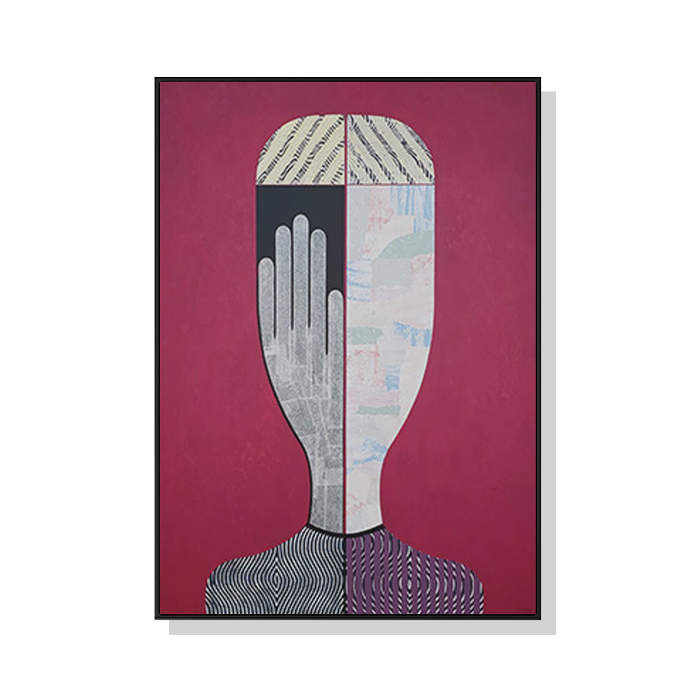 V207-1585-1-146205-00 Wall Art 90cmx135cm Abstract Woman Black Frame Canvas - Image 1