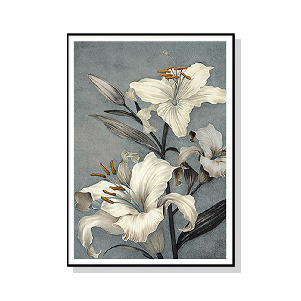 V207-1599-3-146233-00 Wall Art 100cmx150cm Floral Lily II Black Frame Canvas - Image 1
