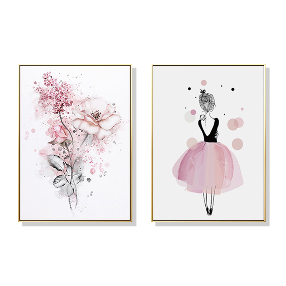V207-1632-71777-00 Wall Art 60cmx90cm Dancing Ballerina in Paris 2 Sets Gold Frame Canvas - Image 1