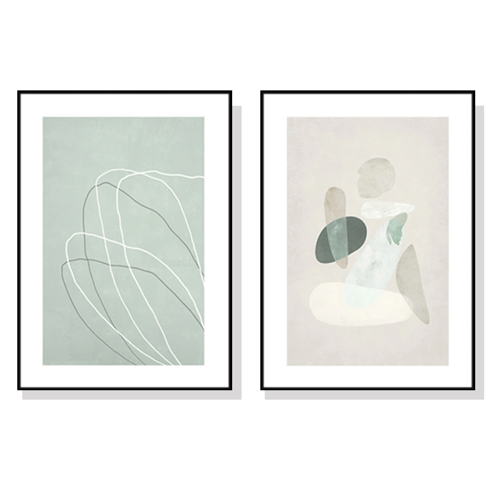 V207-16693-130913-00 Wall Art 90cmx135cm Abstract body and lines 2 Sets Black Frame Canvas - Image 1