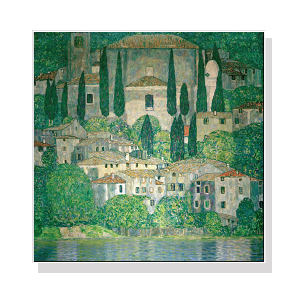 V207-16921-130902-00 Wall Art 40cmx40cm Kirche In Cassone by Gustav Klimt White Frame Canvas - Image 1