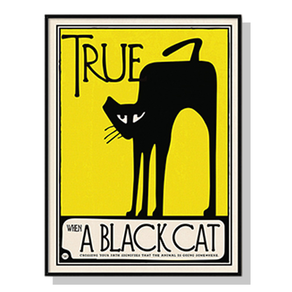 V207-1783-80463-00 Wall Art 60cmx90cm Black Cat Black Frame Canvas - Image 1