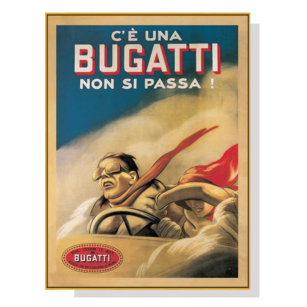 V207-18312-130799-00 Wall Art 90cmx135cm Bugatti Gold Frame Canvas - Image 1