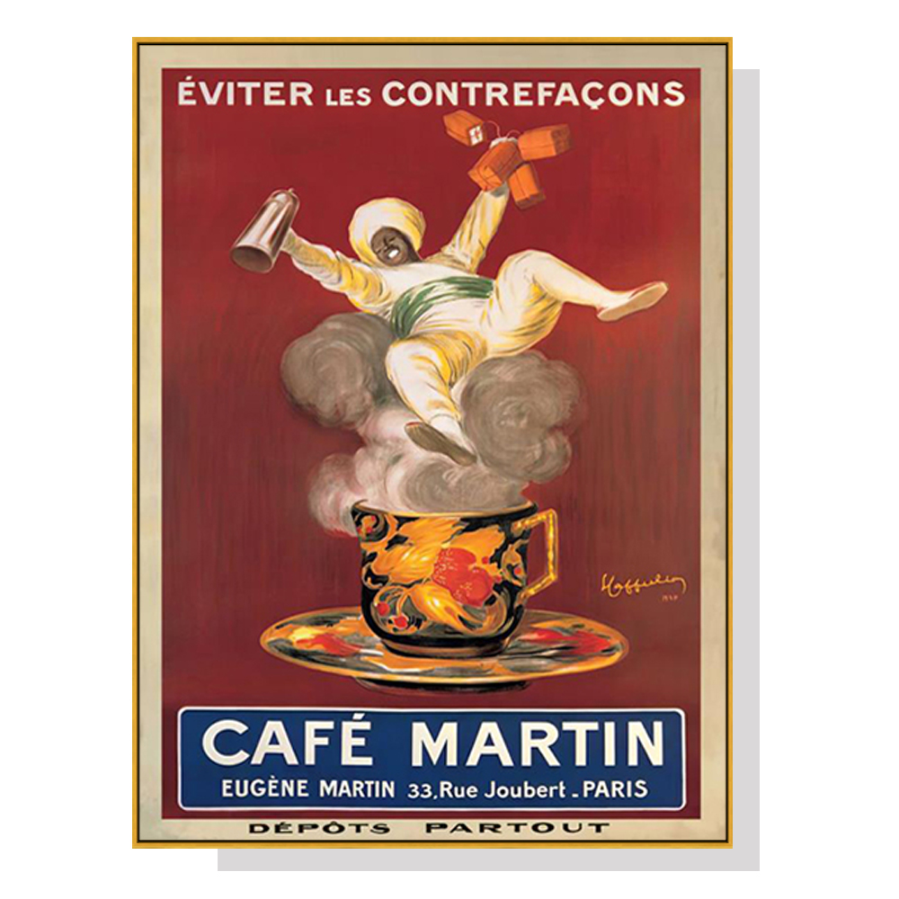 V207-18473-130812-00 Wall Art 100cmx150cm Cafe Martin Gold Frame Canvas - Image 1