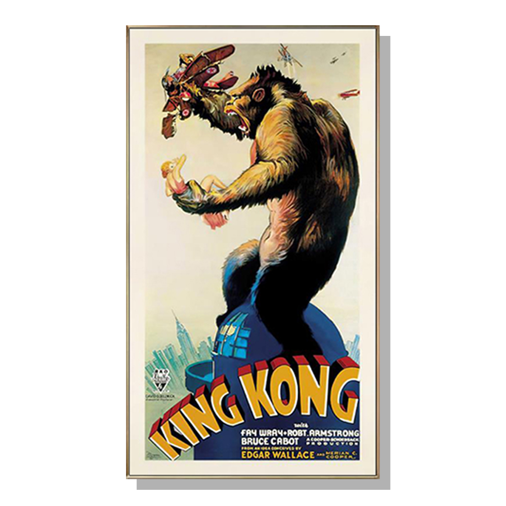 V207-1877-83909-00 Wall Art 60cmx120cm King Kong 1933 Gold Frame Canvas - Image 1