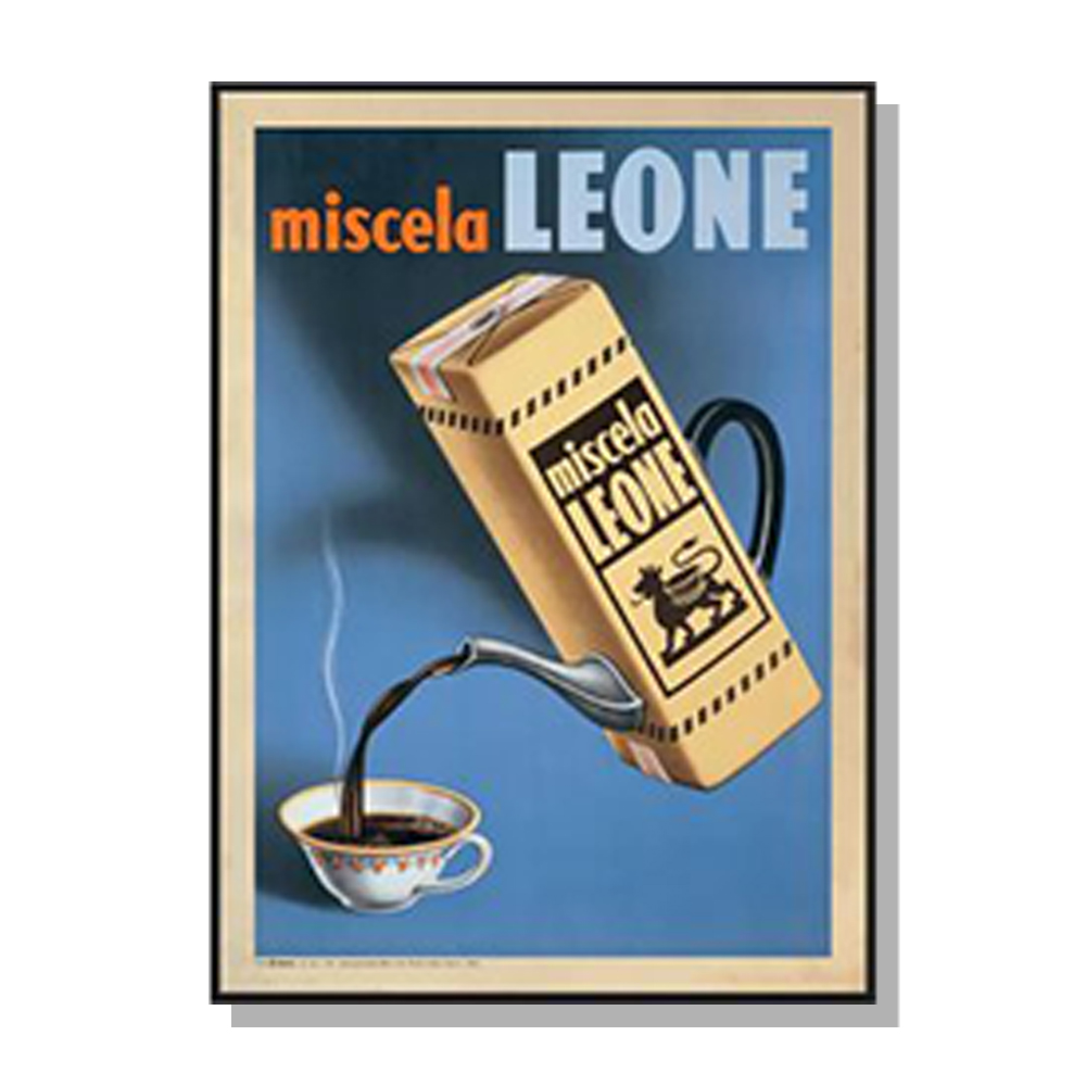 V207-1878-83888-00 Wall Art 50cmx70cm Miscela Leone, 1950 Black Frame Canvas - Image 1
