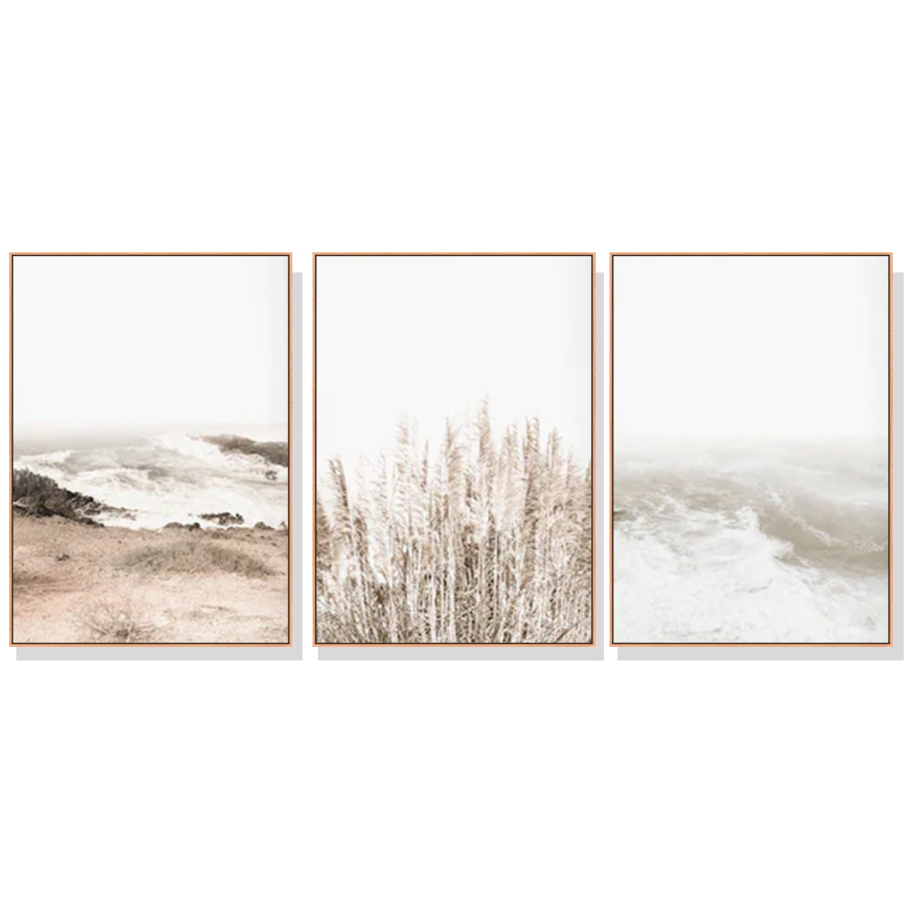 V207-19312-97715-00 Wall Art 80cmx120cm Coastal Beach 3 Sets Wood Frame Canvas - Image 1