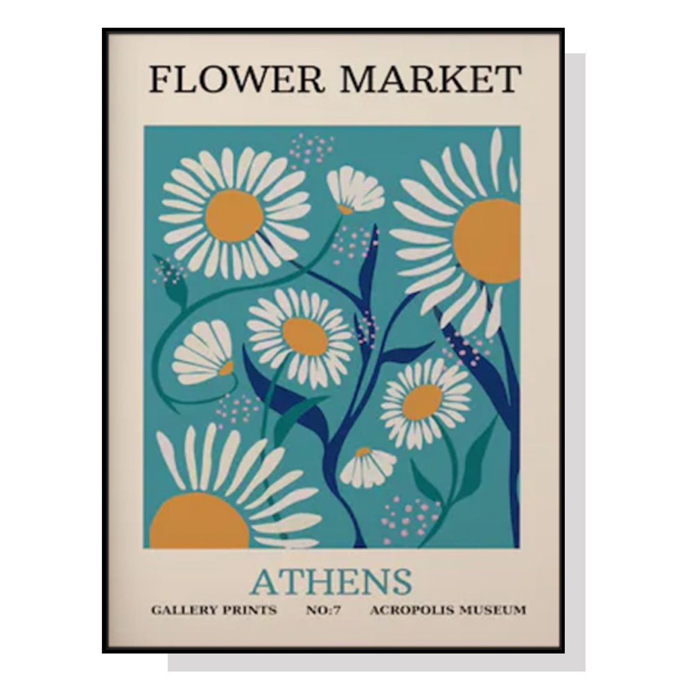 V207-1945-87376-00 Wall Art 60cmx90cm Flower Market Athens Black Frame Canvas - Image 1