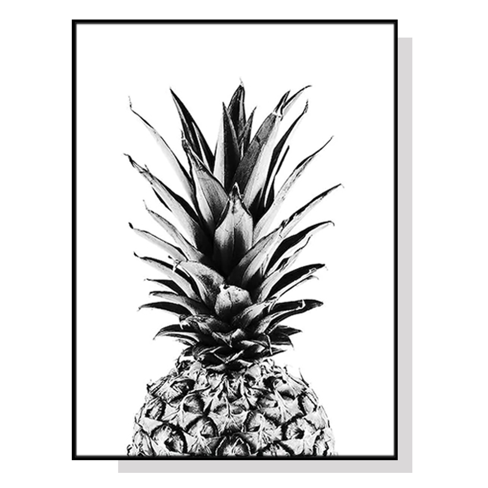 V207-1980-87518-00 Wall Art 70cmx100cm Pineapple Black Frame Canvas - Image 1