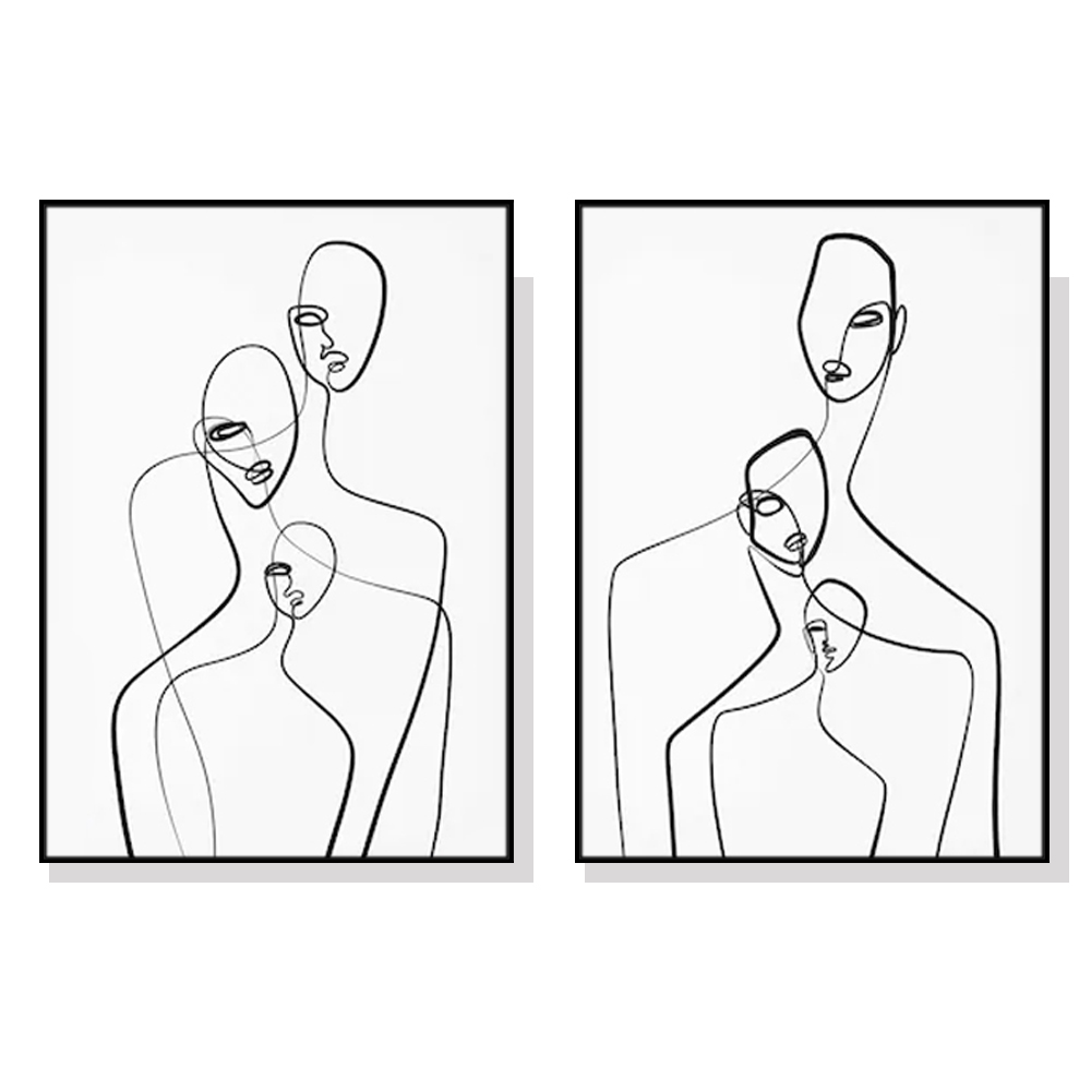 V207-1992-87506-00 Wall Art 50cmx70cm Abstract Figures 2 Sets Black Frame Canvas - Image 1